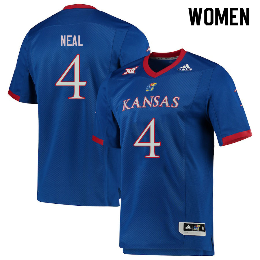 Women #4 Devin Neal Kansas Jayhawks College Football Jerseys Sale-Royal - Click Image to Close